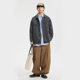 Unisex Jacket Retro Lapels Coat Denim Jacket Loose-Fitting Denim Clothes